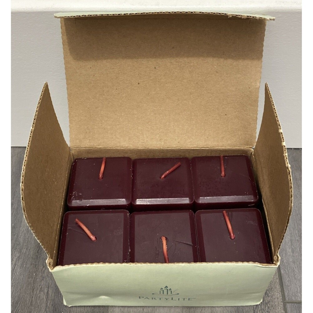 PartyLite Raspberry Scent Plus Square Votive Candle K0228 Retired Pack of 6 NEW